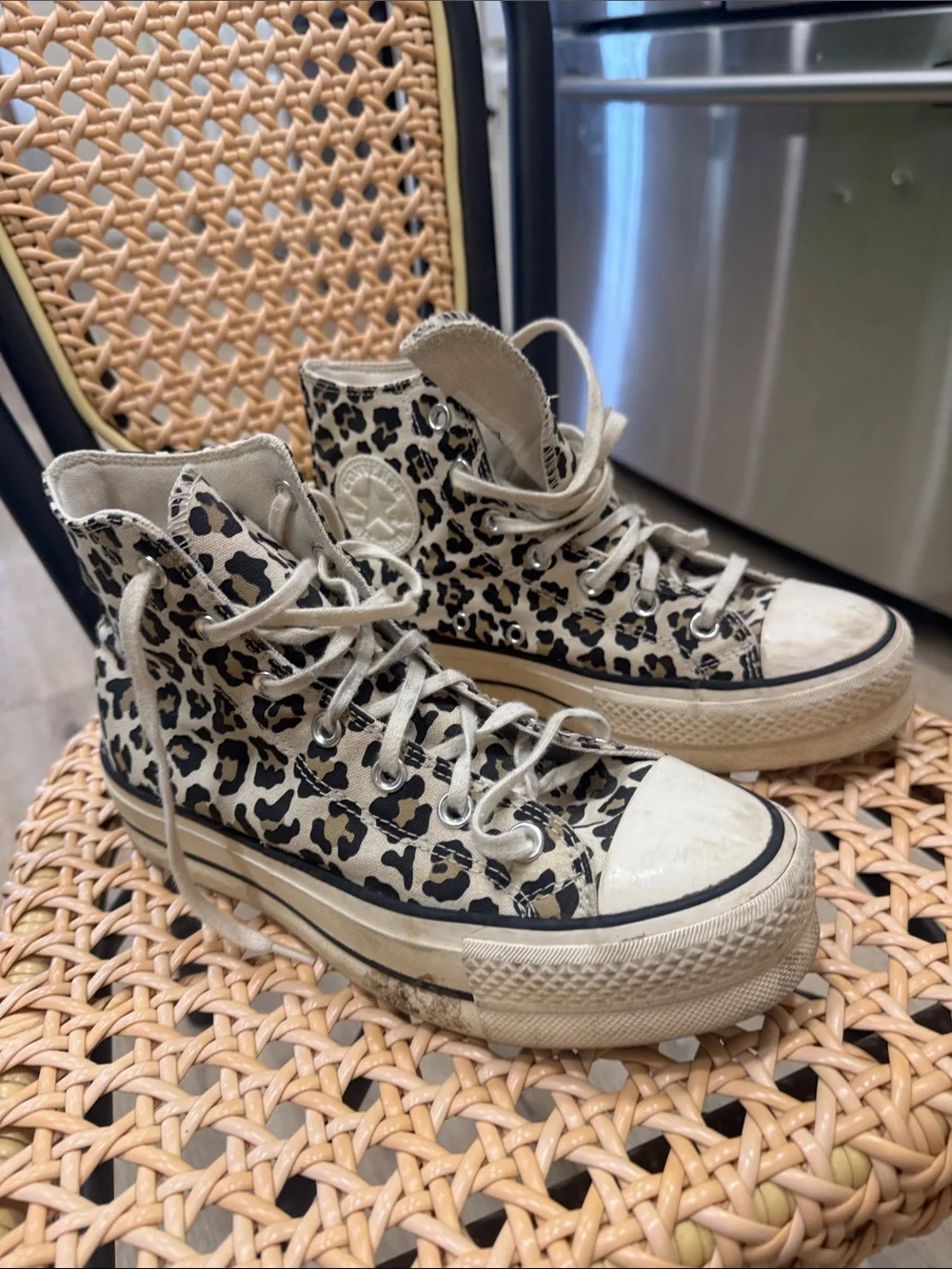 Converse High Top Sneakers - Leopard Print Black and Tan